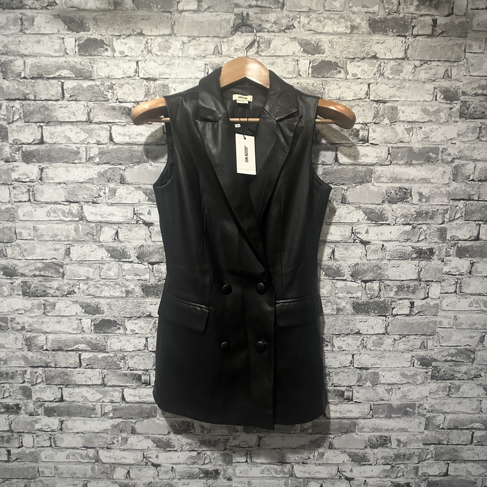 NWT Jason Wu Black Double-Breasted Vest Size Small